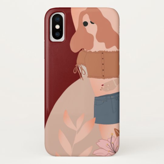 Trendy Brunette Pop Art Modern Girl Beige Burgundy Case Mate