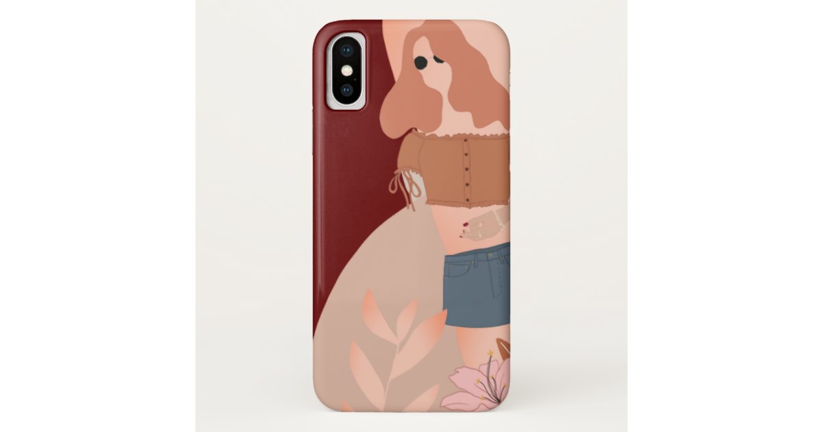 Trendy Brunette Pop Art Modern Girl Beige Burgundy Case Mate