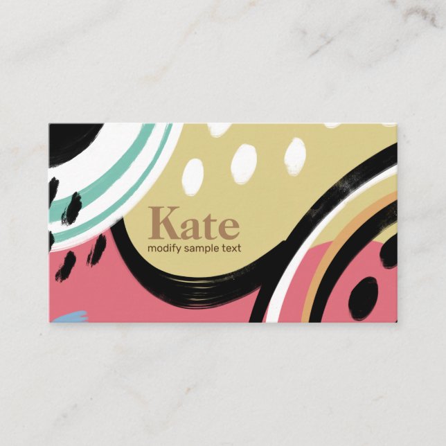 Trendy brush abstract art paint business card (Front)
