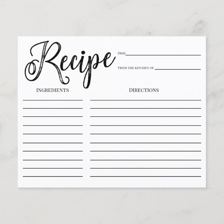 Trendy Brush Calligraphy Bridal Shower Recipe Card | Zazzle