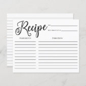 Trendy Brush Calligraphy Bridal Shower Recipe Card (Front/Back)