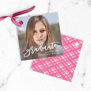 Trendy Brush Script Photo Graduate Graduation Favor Tags