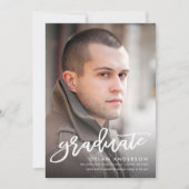 Trendy Brush Script Photo Graduation Announcement (Front)