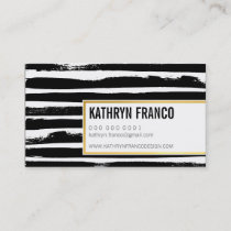 TRENDY BRUSH STROKE bold cute painted black gold Business Card