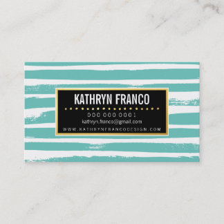 TRENDY BRUSH STROKE cute stylish paint mint gold Business Card
