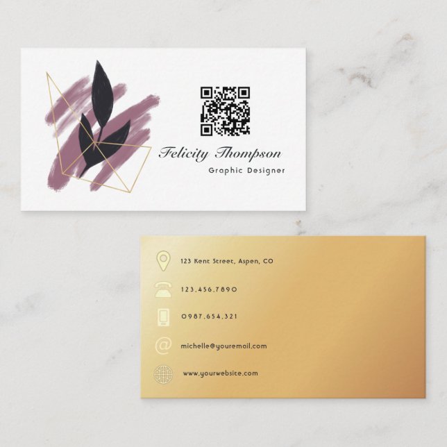 Trendy Brush Strokes Collage Business Card (Front/Back)