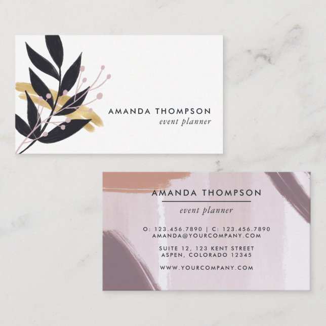 Trendy Brush Strokes Collage Business Card (Front/Back)