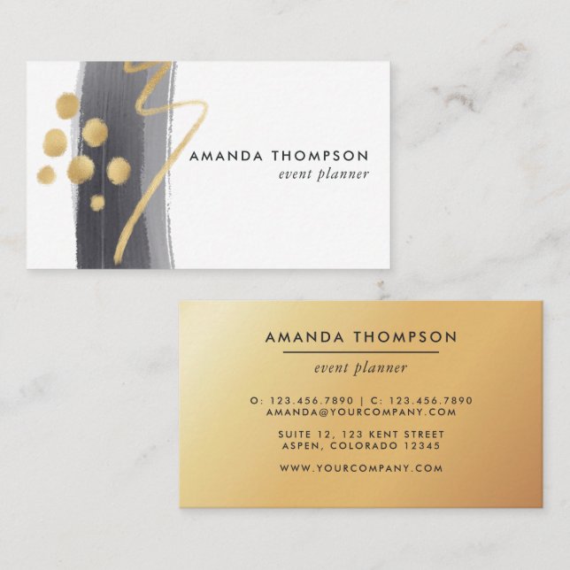 Trendy Brush Strokes Collage Business Card (Front/Back)