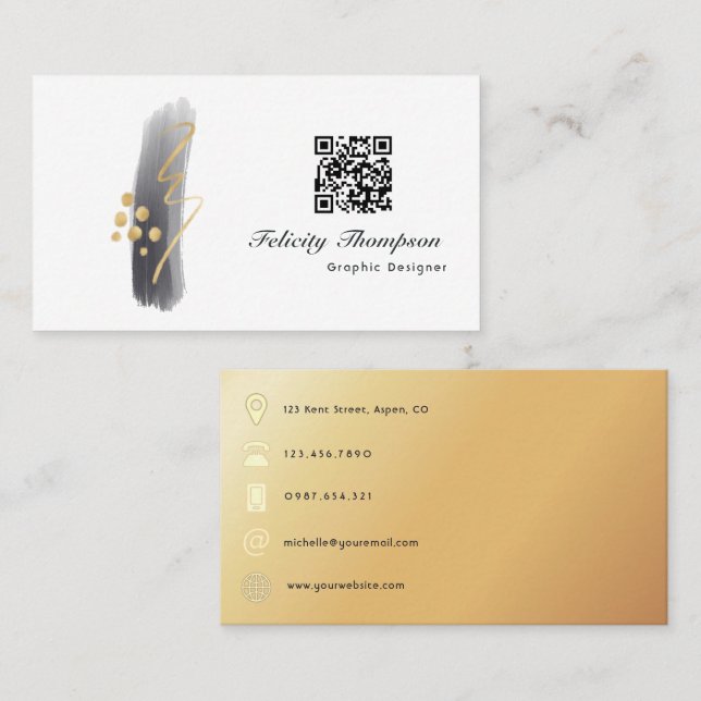 Trendy Brush Strokes Collage Business Card (Front/Back)