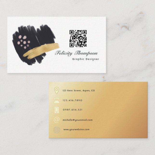 Trendy Brush Strokes Collage Business Card (Front/Back)