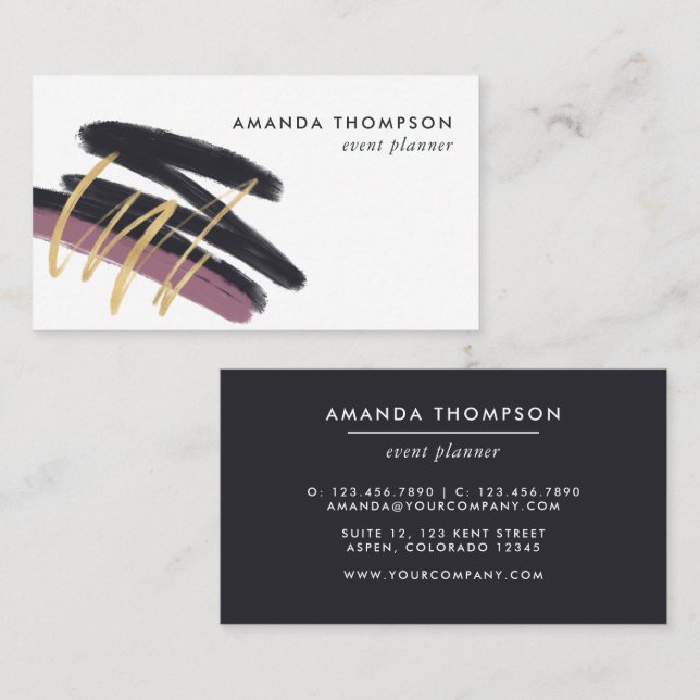 Trendy Brush Strokes Collage Business Card (Front/Back)