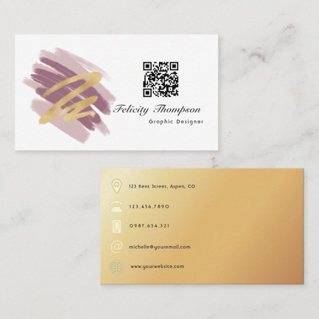 Trendy Brush Strokes Collage Business Card (Front/Back)