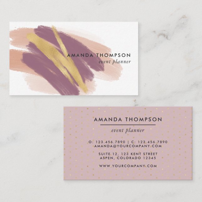 Trendy Brush Strokes Collage Business Card (Front/Back)