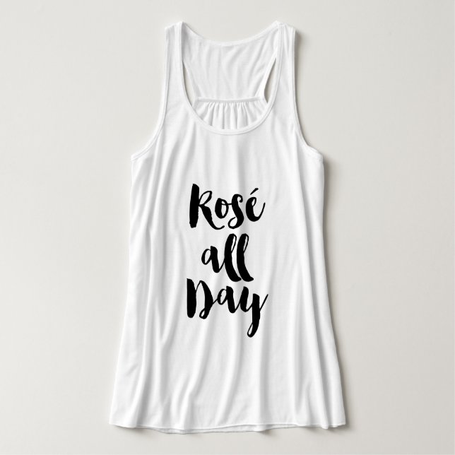 Trendy Brush Typography "Rosé all Day" Tank Top (Design Front)