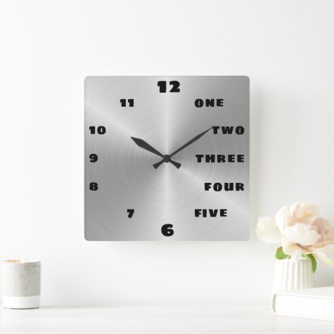 Trendy Brushed Steel Black Letter Number Face