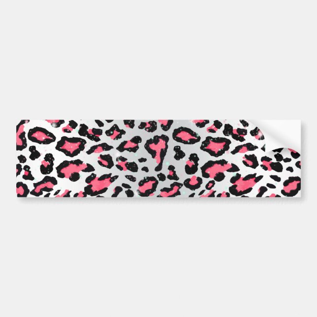 trendy bubble gum pink leopard animal print bumper sticker (Front)