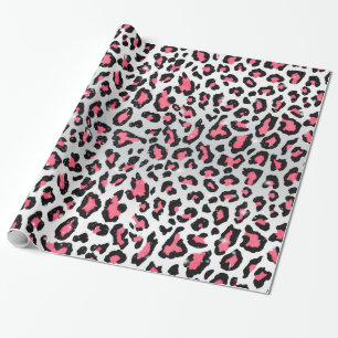 trendy bubble gum pink leopard animal print wrapping paper