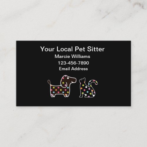 Trendy Budget Pet Sitter Business Cards