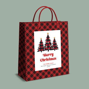 Trendy buffalo plaid Christmas gift bag editable