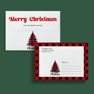 Trendy buffalo plaid Christmas trees envelope