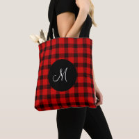 Trendy Buffalo Red Black Plaid monogram