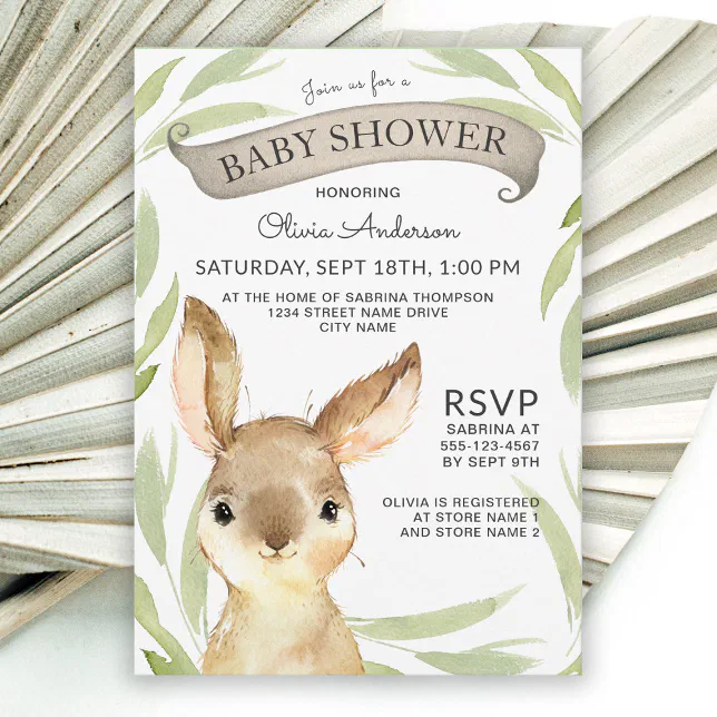 Baby Shower Graphics Rabbit Trendy Bunny Rabbit Theme Baby Shower Invitation | Zazzle