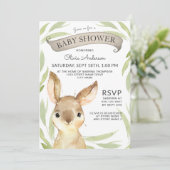 Trendy Bunny Rabbit Theme Baby Shower Invitation (Standing Front)