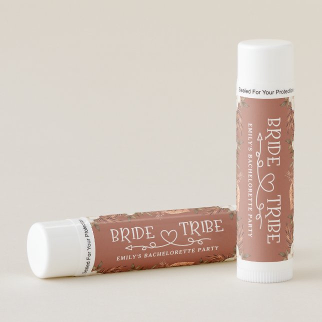 Trendy Burnt Orange Boho Bride Tribe Lip Balm (Front)