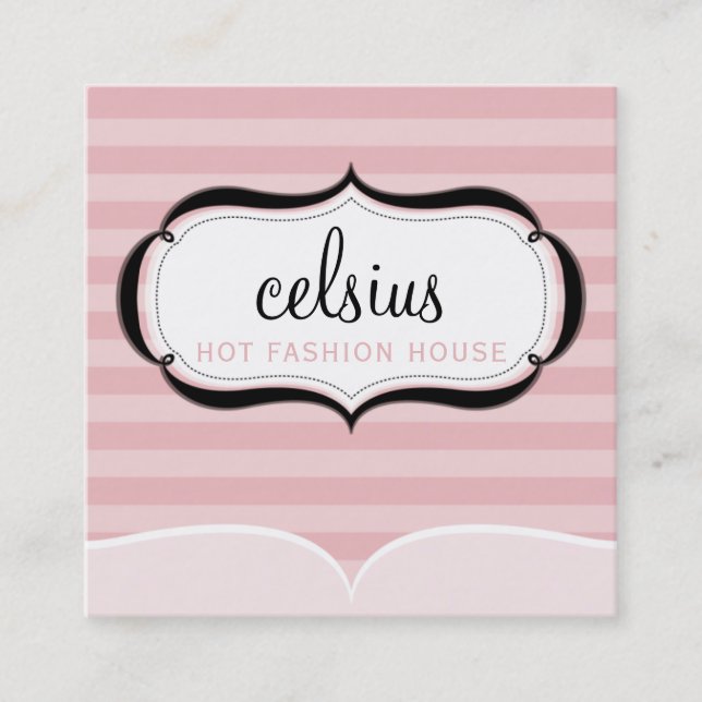 TRENDY BUSINESS CARD chic boutique pink stripe (Front)