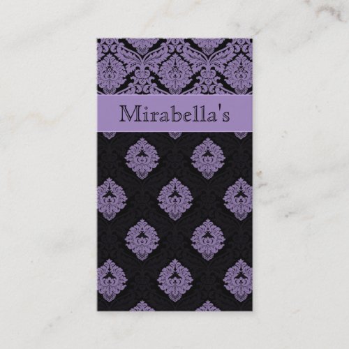 Trendy Business Card Damask Double Purple Black