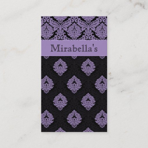 Customizable Trendy Business Card Damask Double Purple Black