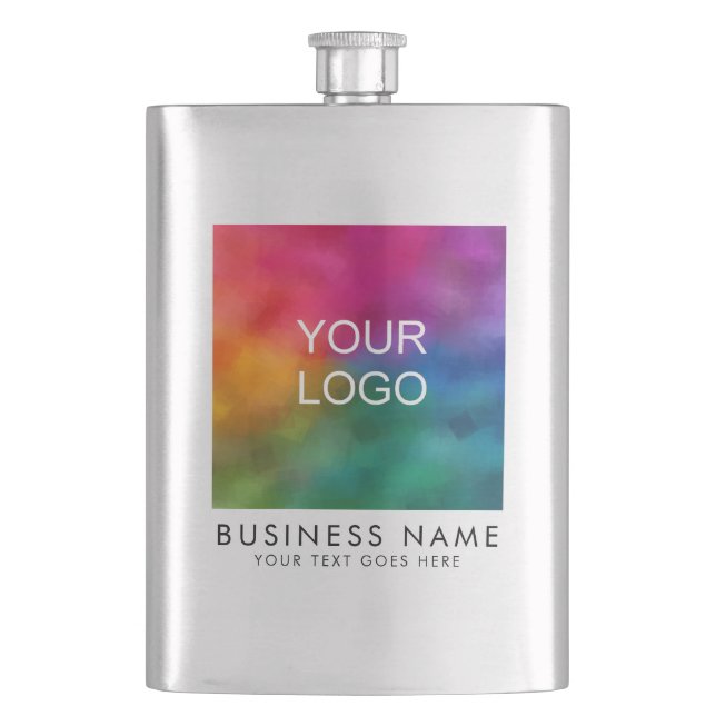 Trendy Business Company Logo Here Modern Elegant Flask (Front)