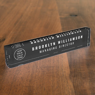 Trendy Business Company Logo Professional Employee Desk Name Plate