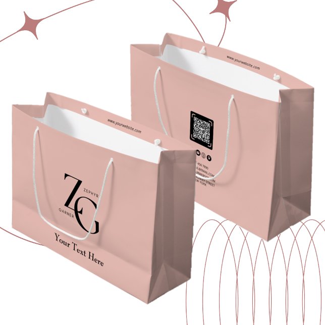 Trendy Business Custom Logo | Business Information Large Gift Bag (Creator Uploaded)
