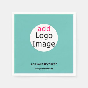Trendy Business Custom Logo Fresh Mint Green Napkins