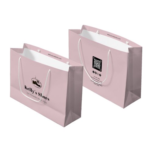 Trendy Business Custom Logo  QR Code Shopping Large Gift Bag