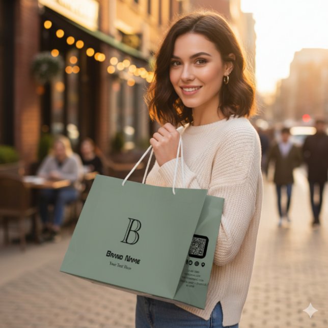 Trendy Business Custom Monogram Minimalist Large Gift Bag (Creator Uploaded)