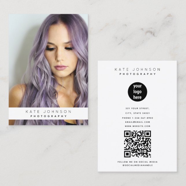 Trendy Business Logo Photographer Photo  Card (Front/Back)