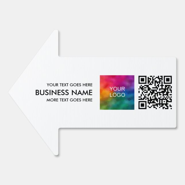 Trendy Business Logo QR Code Elegant Arrow Yard Sign (Front)