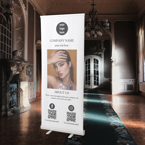 Trendy Business Promotional Advertising 2 QR Codes Retractable Banner