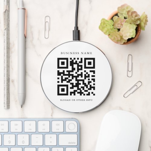 Trendy Business QR Code Black and White  Wireless Charger
