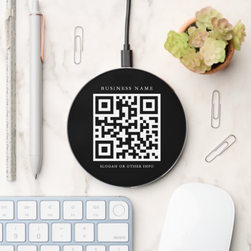 Trendy Business QR Code Black Wireless Charger