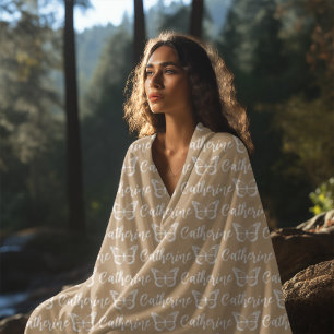 Trendy Butterfly Custom Calligraphy Name Camel Fleece Blanket