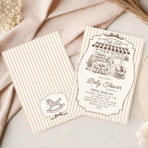 Trendy Cafe Bebe French Coffee Shop Baby Shower Invitation