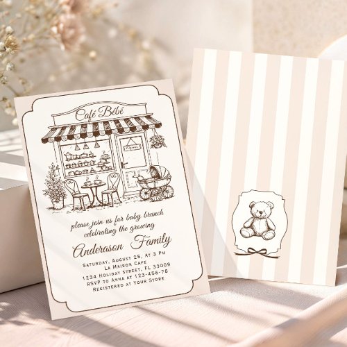 Trendy Cafe Bebe French Coffee Shop Baby Shower Invitation