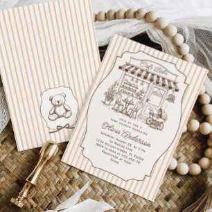 Trendy Cafe Bebe French Coffee Shop Baby Shower Invitation