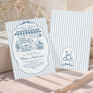 Trendy Cafe Bebe French Coffee Shop Baby Shower Invitation