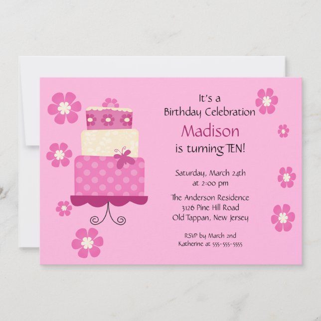 Trendy Cake Birthday Invitation (Front)