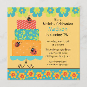 Trendy Cake Birthday Invitation