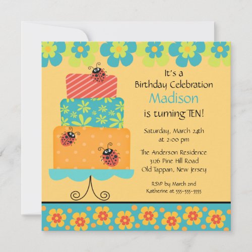 Trendy Cake Birthday Invitation